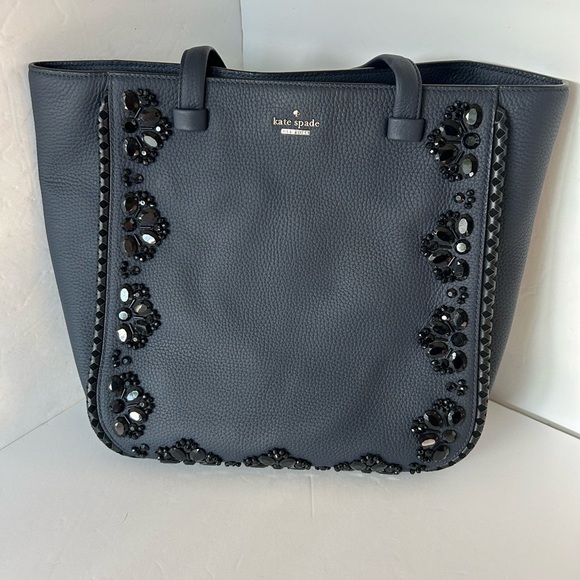 Kate Spade NWOT Large Navy Blue Pebble Leather Tote - Picture 5 of 11